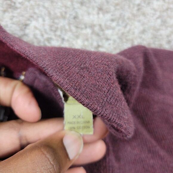 Tommy Bahama Sweater Mens 2XL Burgundy 1/4 Zip Preppy Long Sleeve Marks* - Picture 2 of 8